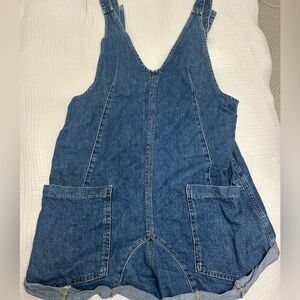 Free People Denim Overall Shorts with Pockets